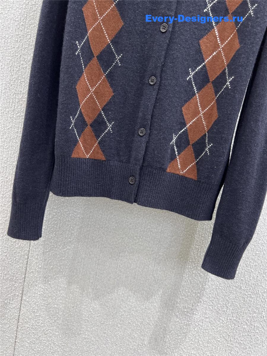 Miu Miu Navy Cashmere Polo Shirt