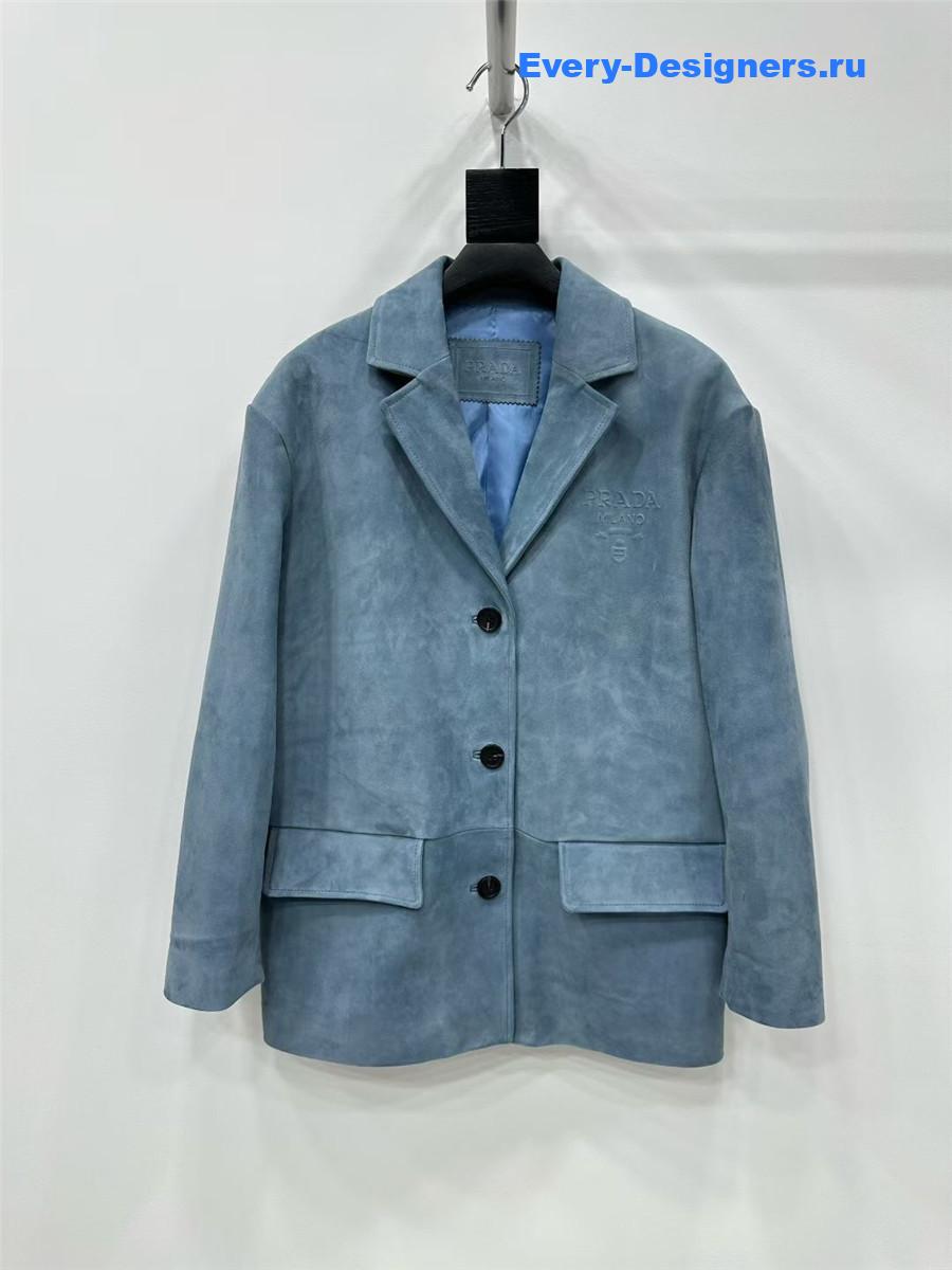 Pra*a aviator blue nappa leather jacket