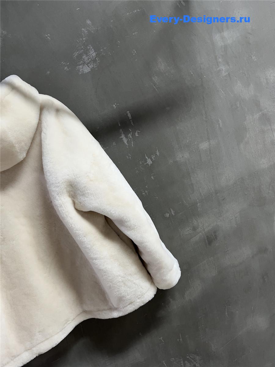 Pra*a ivory shearling hooded jacket