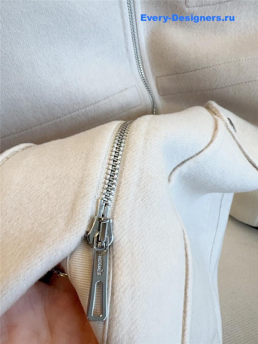 H**me5 white cashmere hooded coat