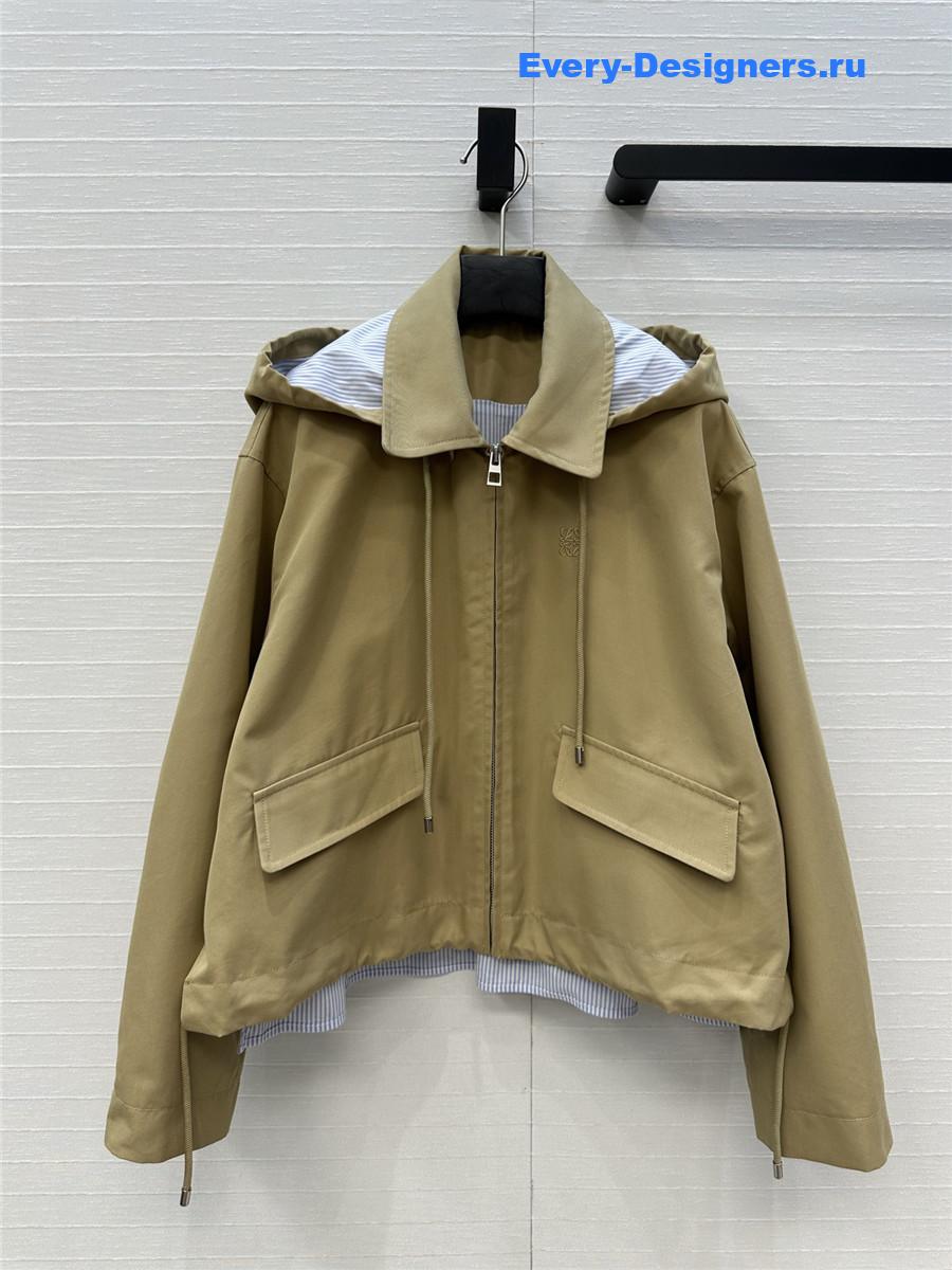 L0ew* brown cotton hooded parka