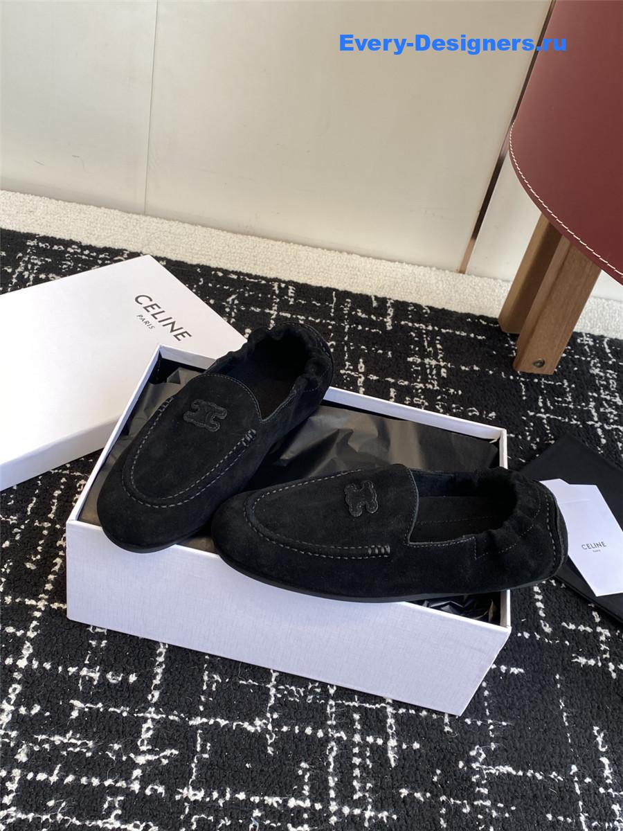 Ce1i*e logo-embroidered black suede loafers