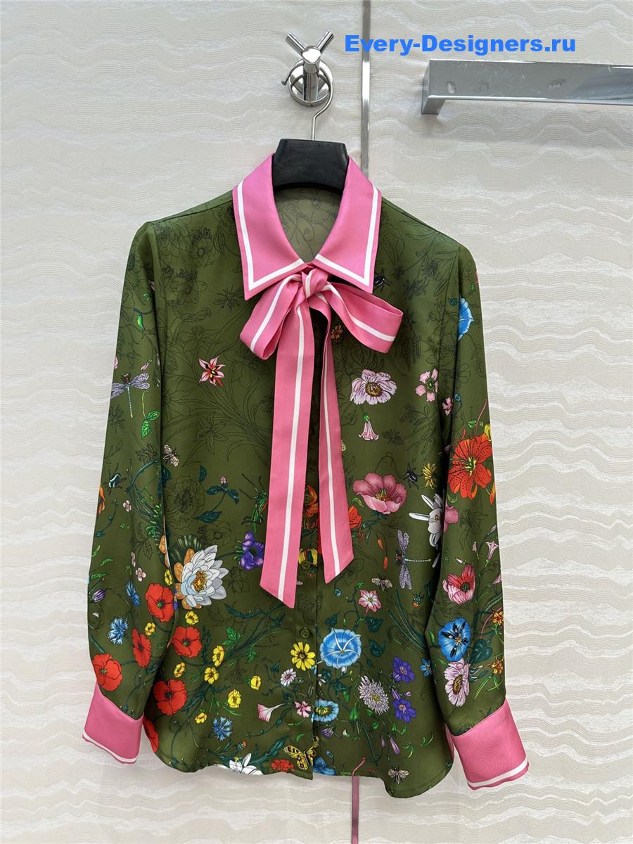 Gvc*1 printed silk green shirt