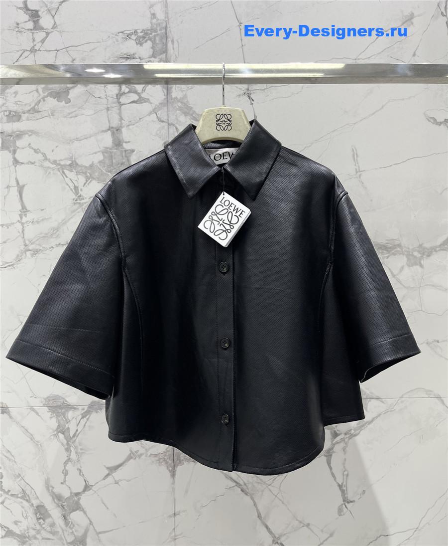 L0ew* black nappa lambskin shirt