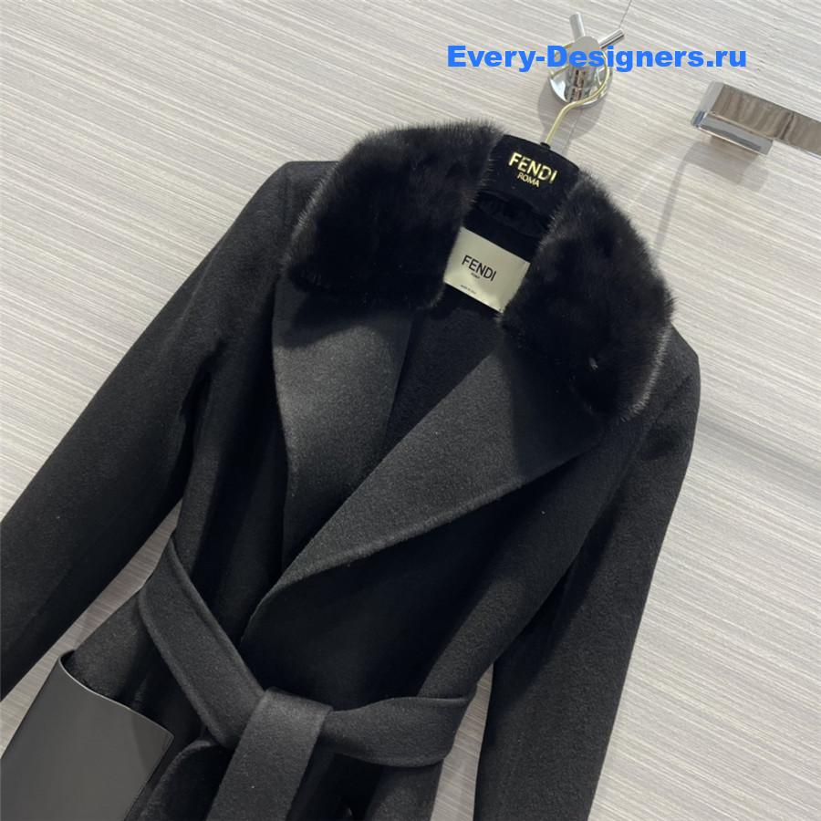 F**di fur-trim coat in black
