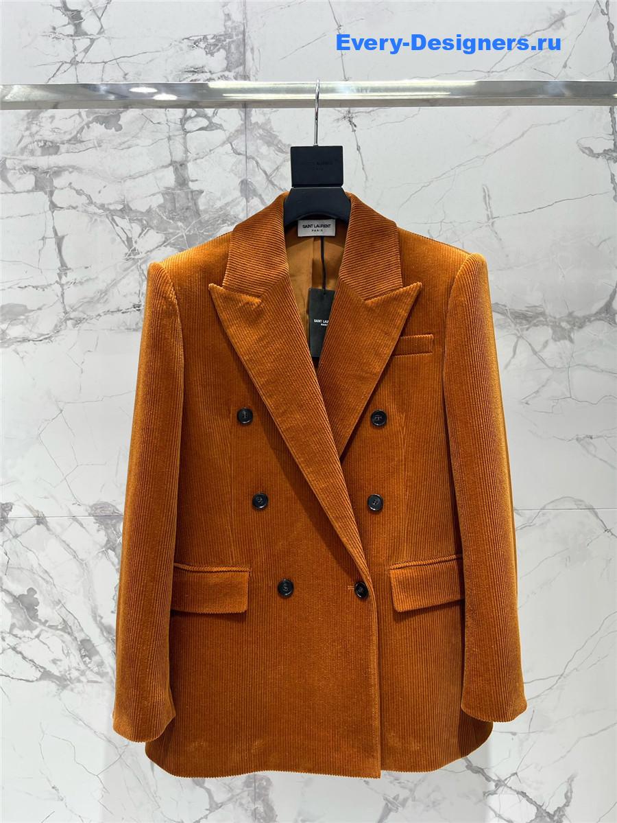Sa1nt Lau*nt orange velvet blazer