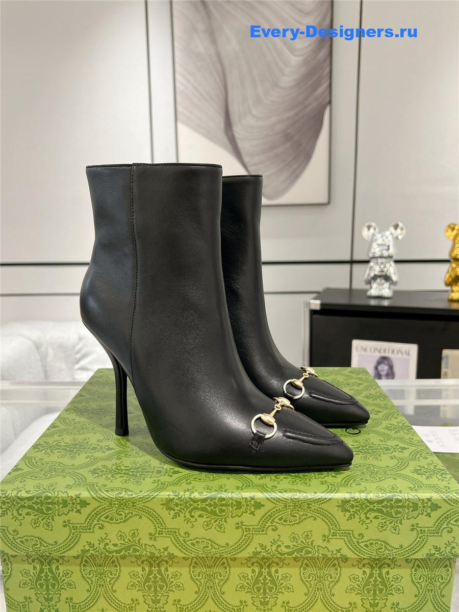 Gvc*1 black leather horsebit ankle booties