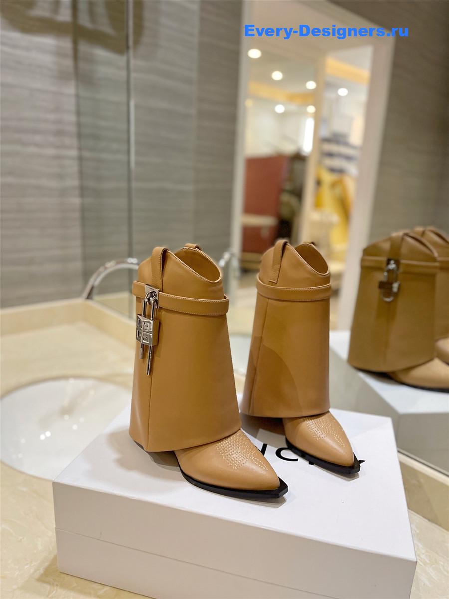 Givenchy 60mm Shark Lock Cowboy Brown Leather Boots