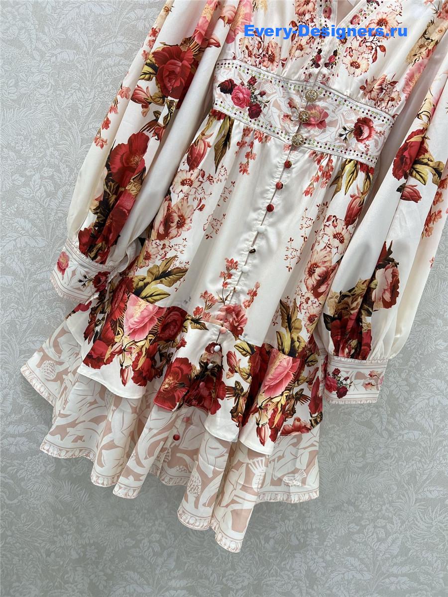 Zimm V-neck rose print dress