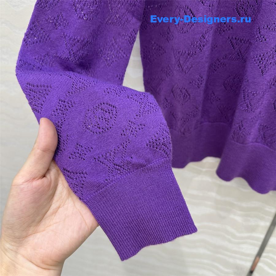 l0vis Vvtt0n monogram purple knitted crew neck sweater