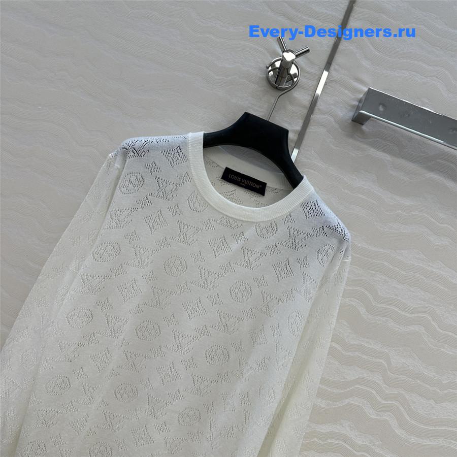 l0vis Vvtt0n monogram white knitted crew neck sweater