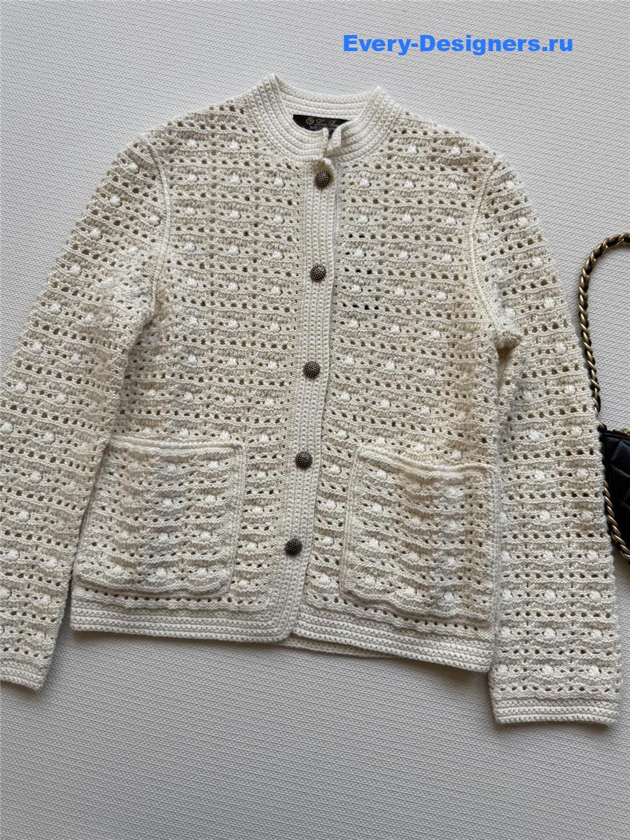 L0r0 P1ana hollow off-white yarn cardigan