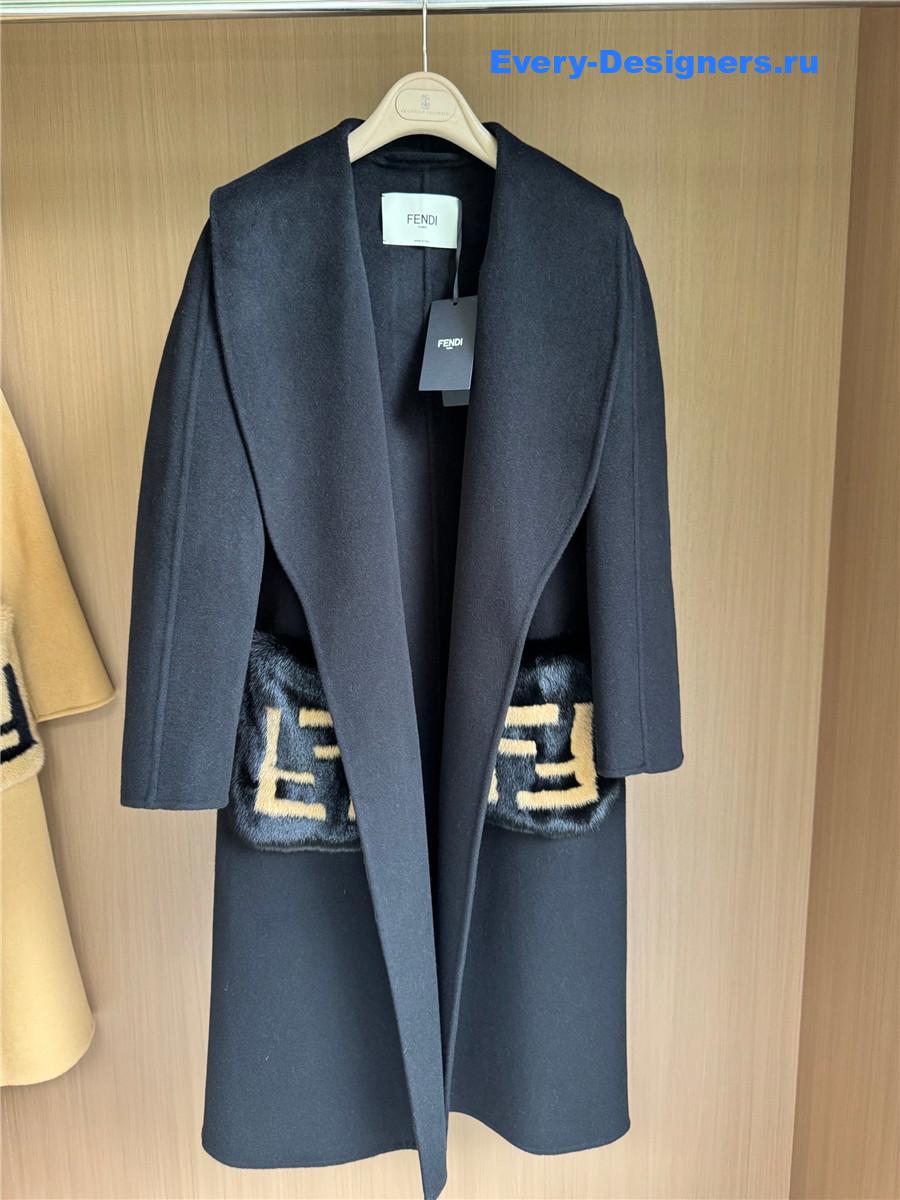 F**di black cashmere coat