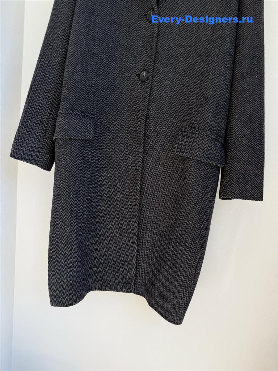 Pra*a dark grey single-breasted chevron wool jacket
