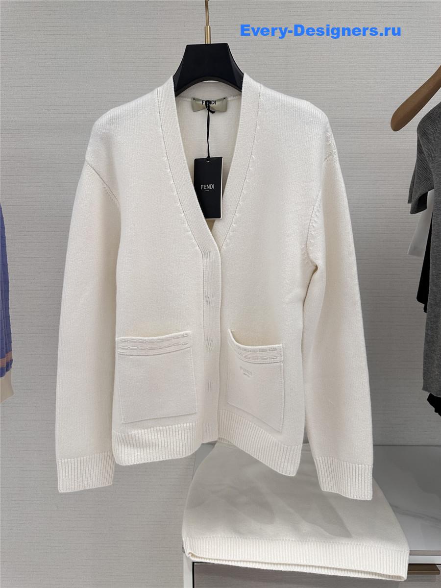 F**di v-neck white cashmere cardigan