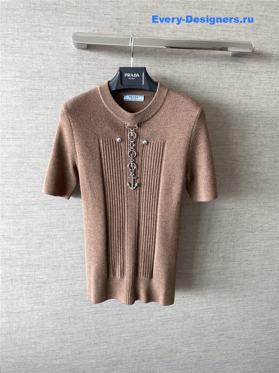 Pra*a anchor-detail ribbed knit sweater