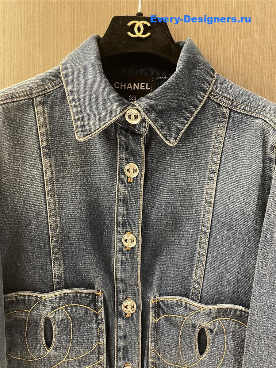 Ch**el cc interlocking blue denim jacket
