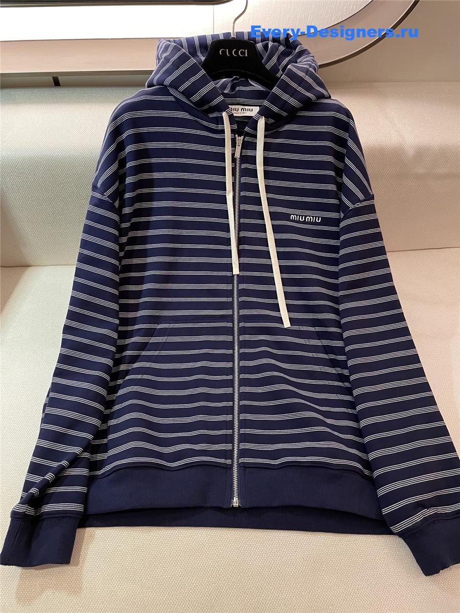 Miu Miu Blue Hooded Zip-up Sweatshirt