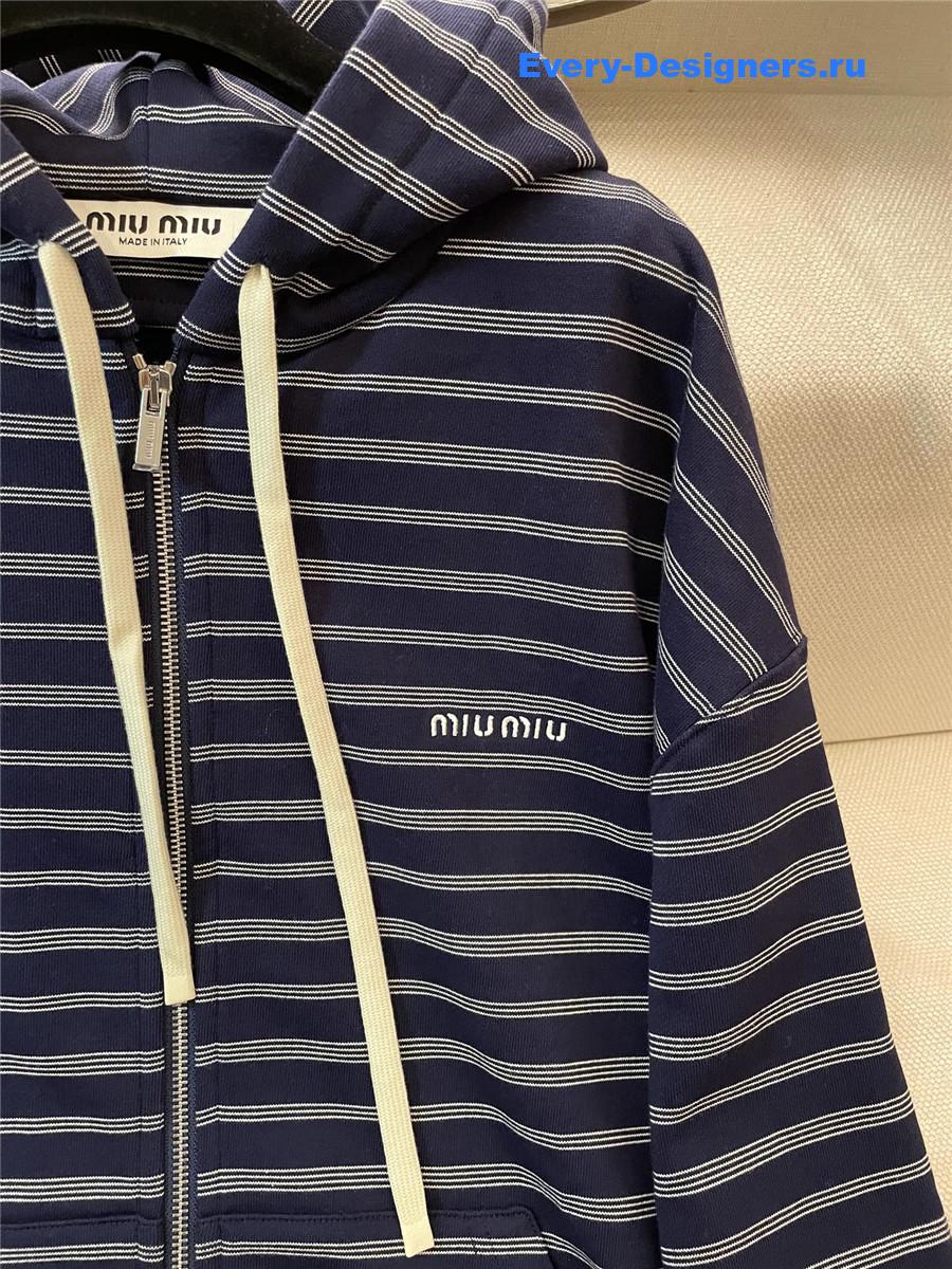 Miu Miu Blue Hooded Zip-up Sweatshirt