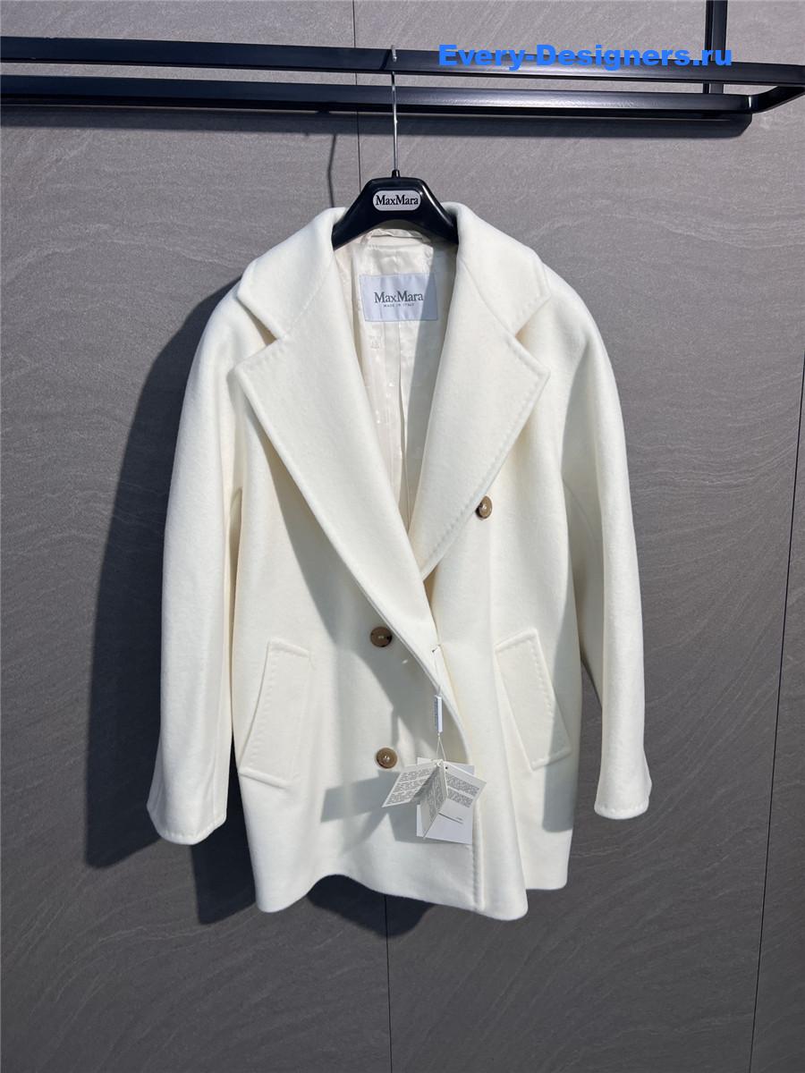 Max Mara White Cashmere Rebus Coat