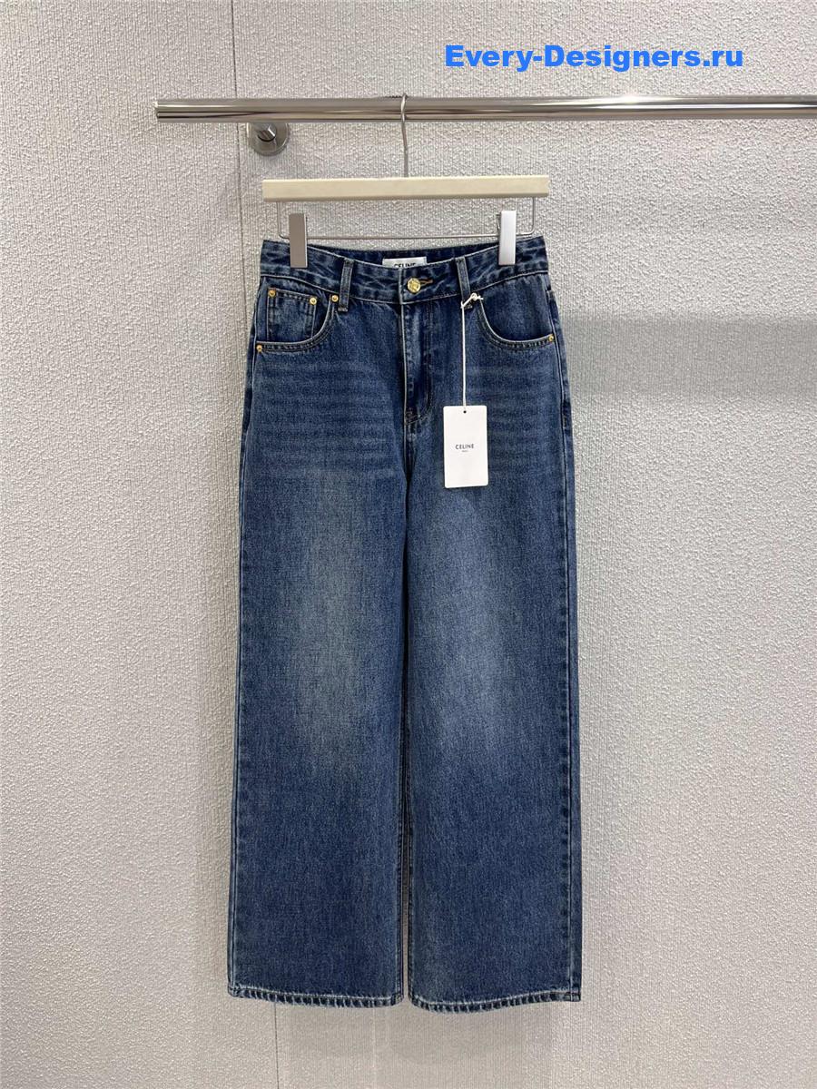 Ce1i*e logo blue wide leg jeans
