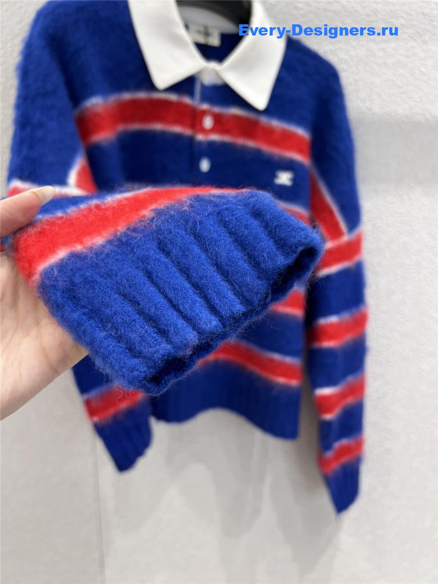 Ce1i*e striped cotton blend crew-neck sweater