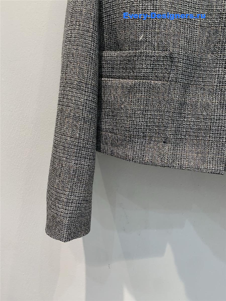 Pra*a dark grey wool check cropped coat