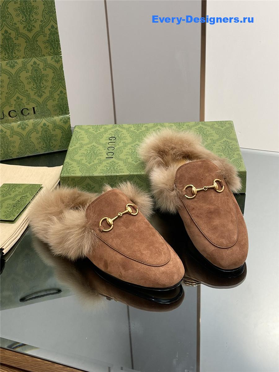 Gvc*1 brown suede wool flat mules