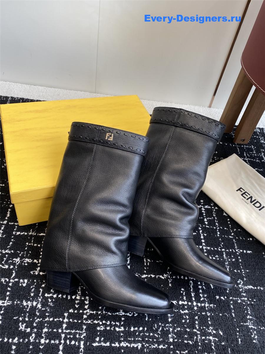 F**di black foldover leather boots