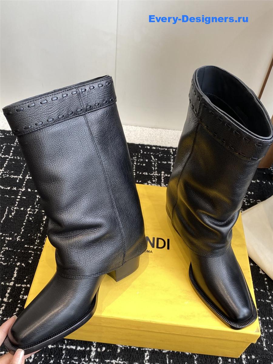 F**di black foldover leather boots