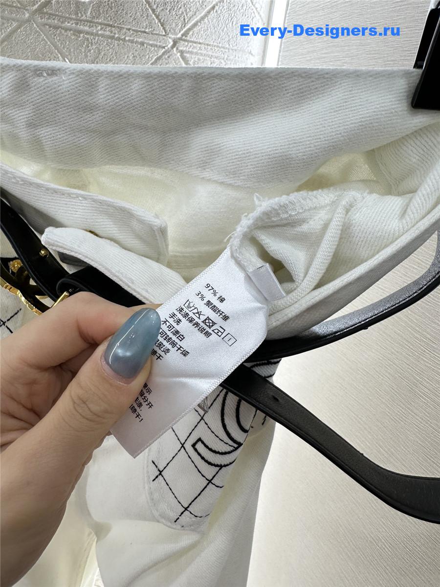 Ch**el white high-rise denim wide-leg jeans