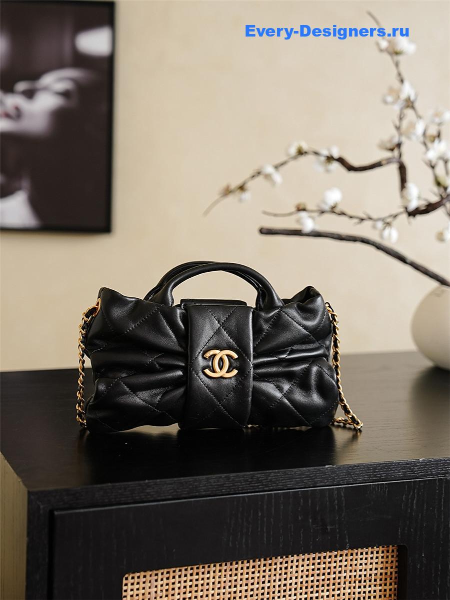 Ch**el black lambskin small bow bag