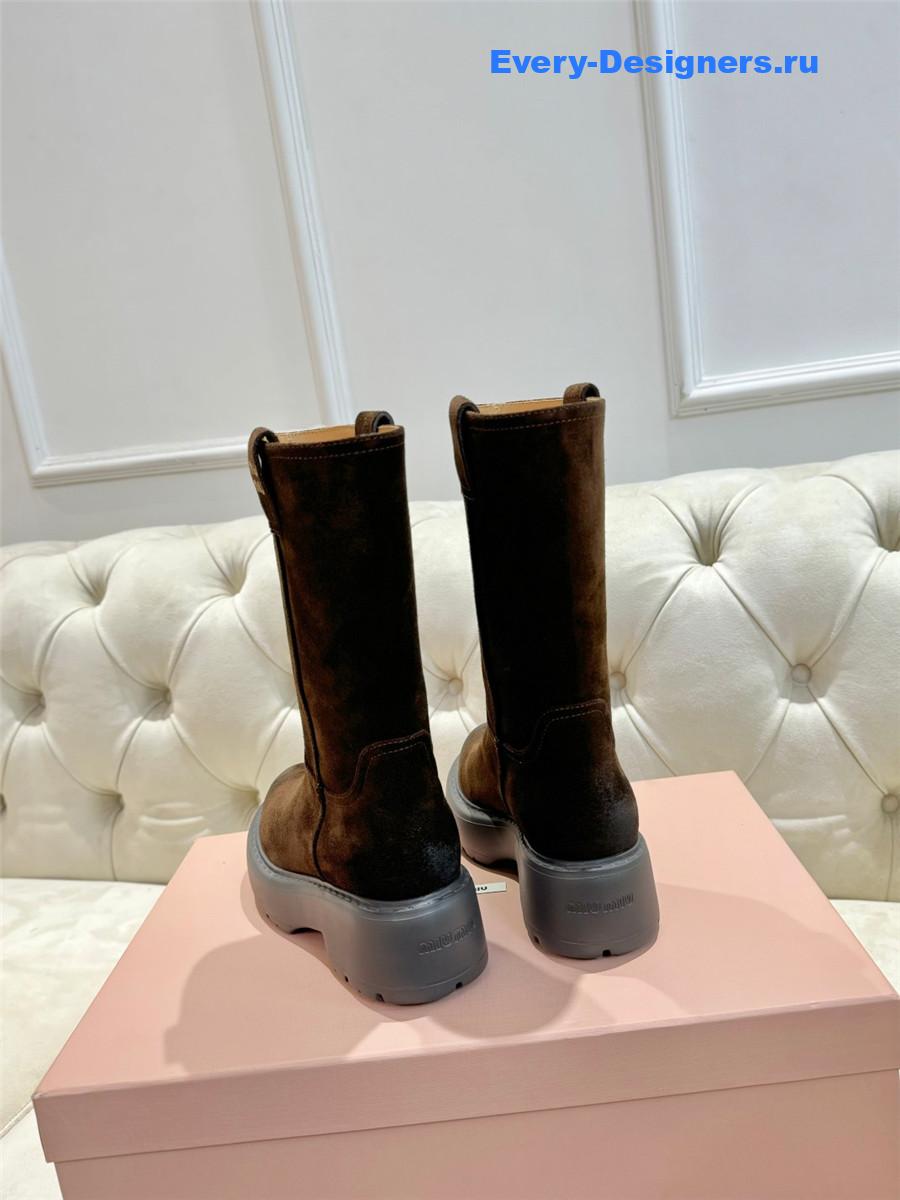 Miu Miu Dark Brown Suede Boots