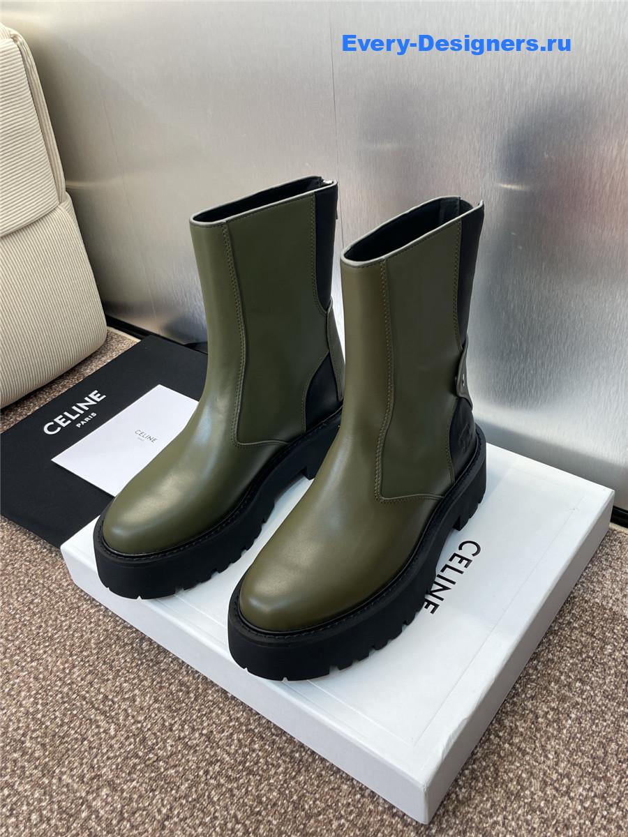 Ce1i*e logo platform zip-up leather boots