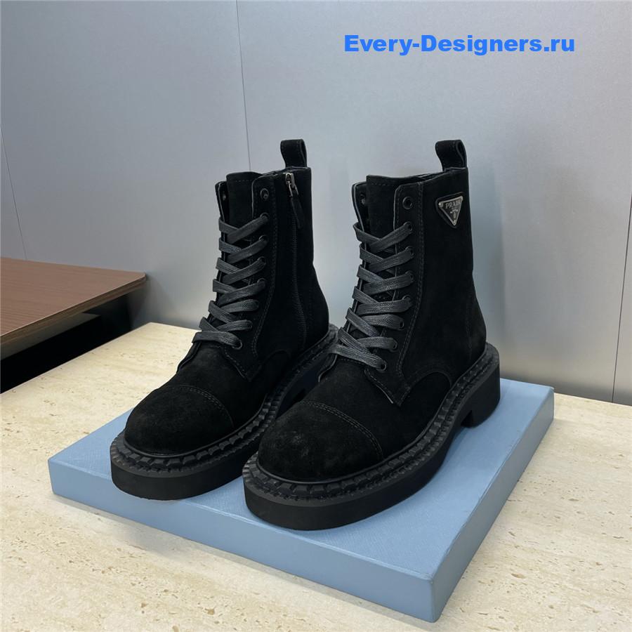 Pra*a black suede lace-up boots