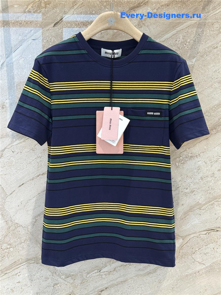 Miu Miu Striped Jersey T-Shirt