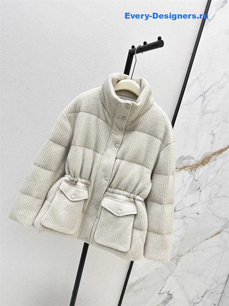 BC Stand Collar Cashmere and Goose Down Coat