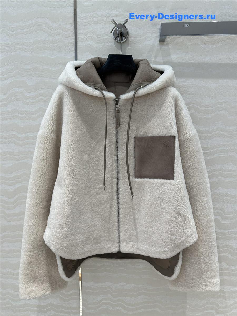 L0ew* hooded shearling jacket