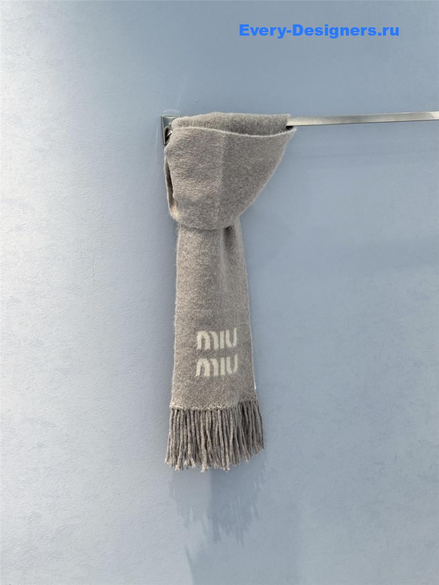 Miu Miu Grey Wool And Mohair Scarf