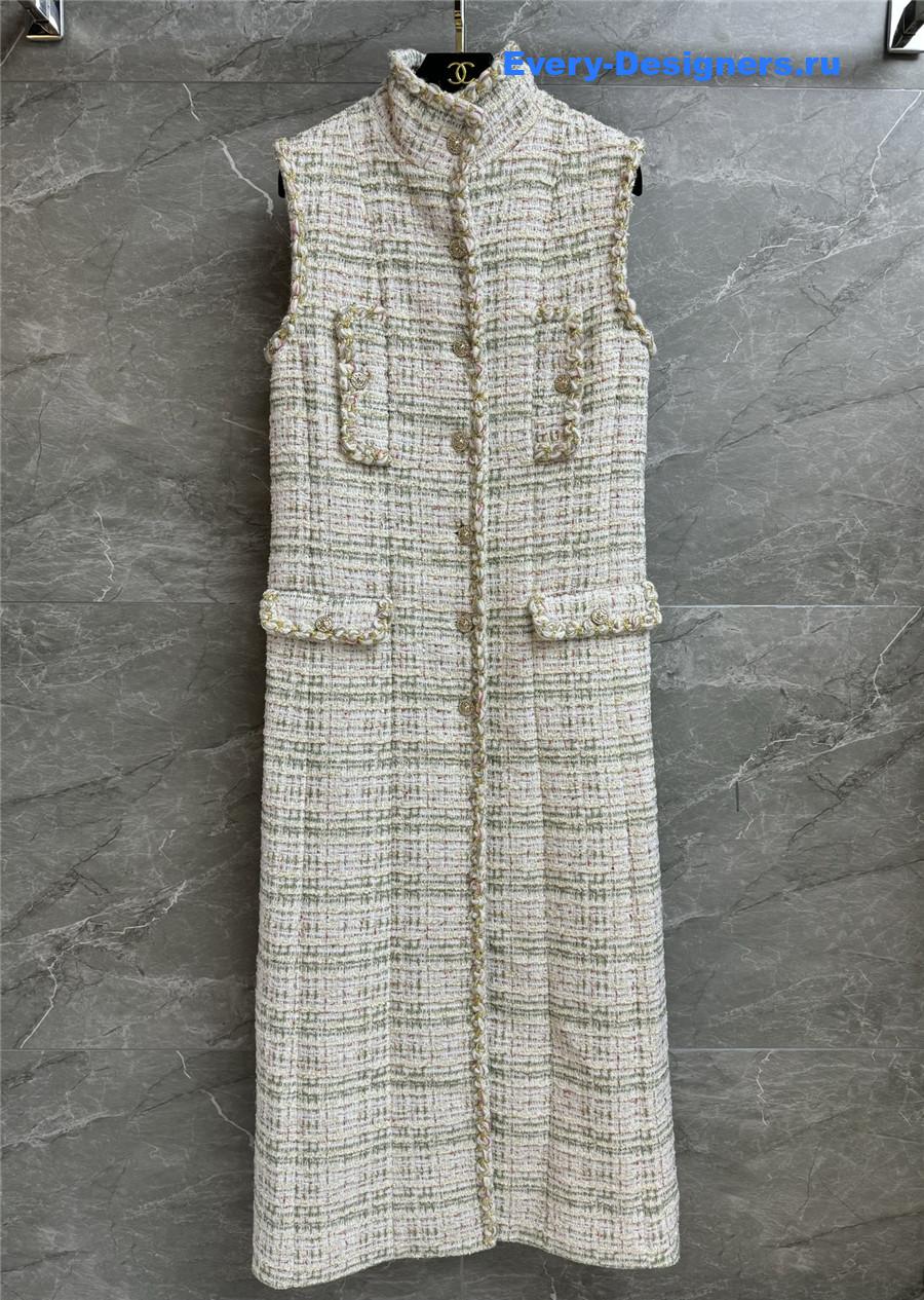 Ch**el tweed sleeveless long dress