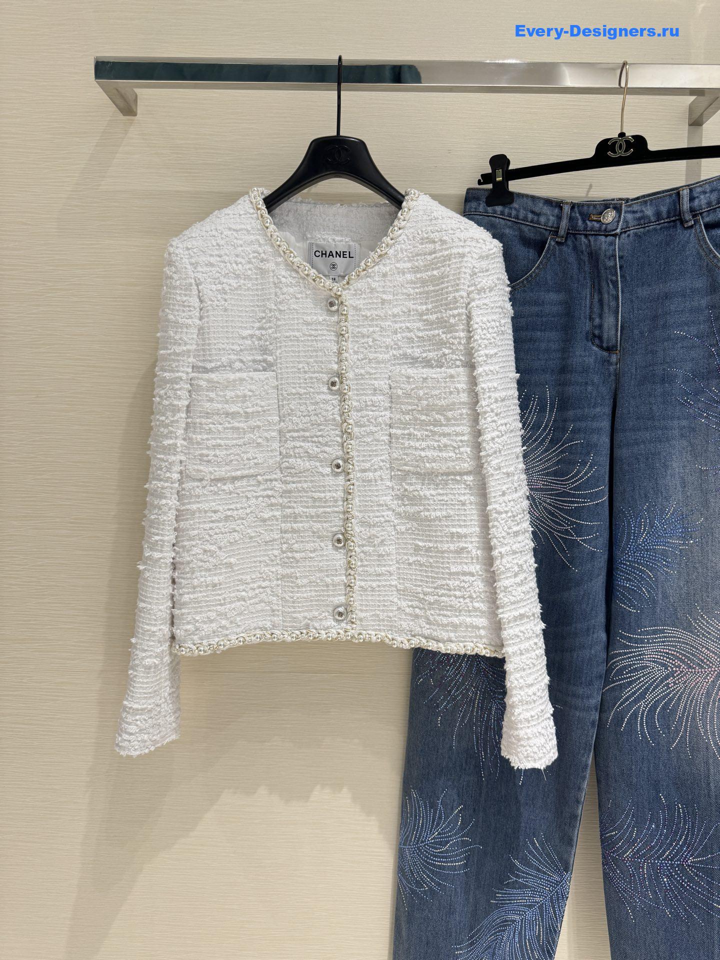 Ch**el moonlight tweed pearl jacket