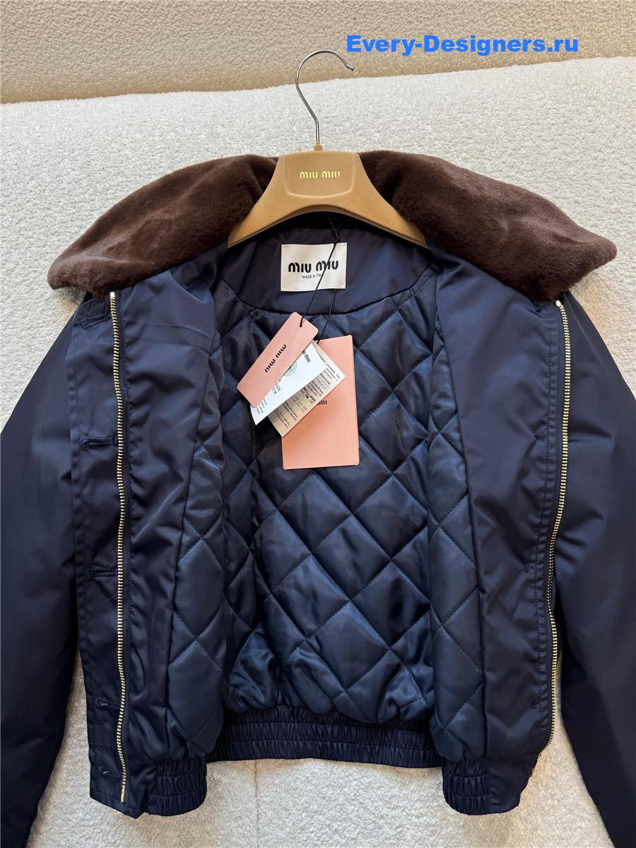 Miu Miu Navy Technical Gazar Blouson Jacket