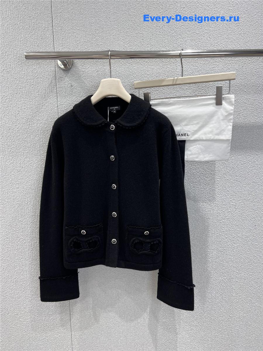 Ch**el black bow knit cardigan