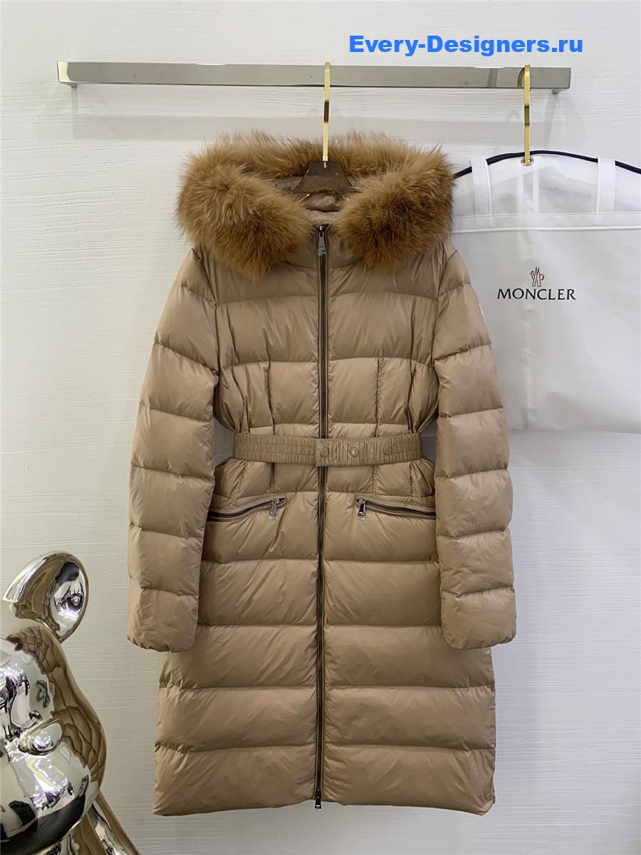 Moncler Beige Boedic Shearling-Trimmed Down Jacket