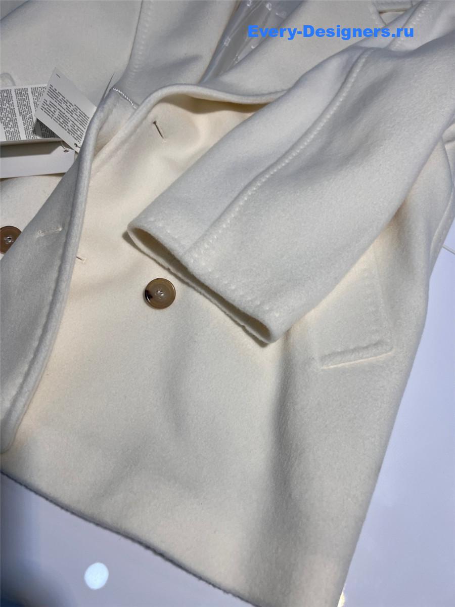 Max Mara White Rebus Wool Double-Breasted Short Coat